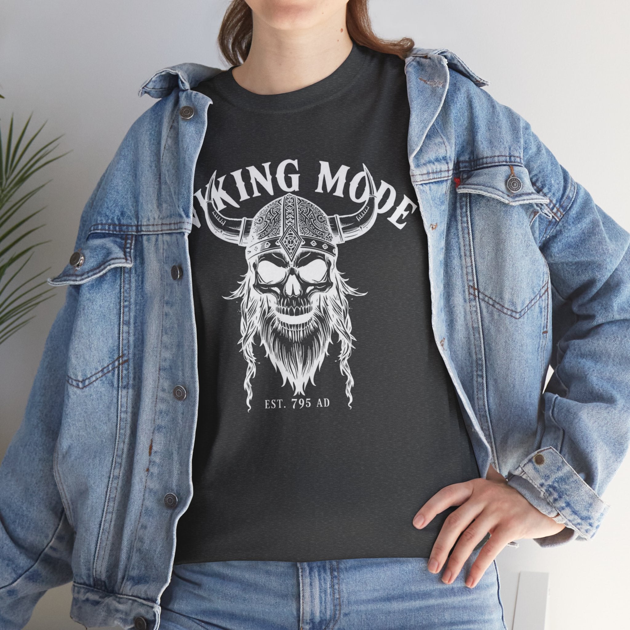 Viking Mode Skull Viking T-shirt | Norse Helmet Skull Graphic Tee