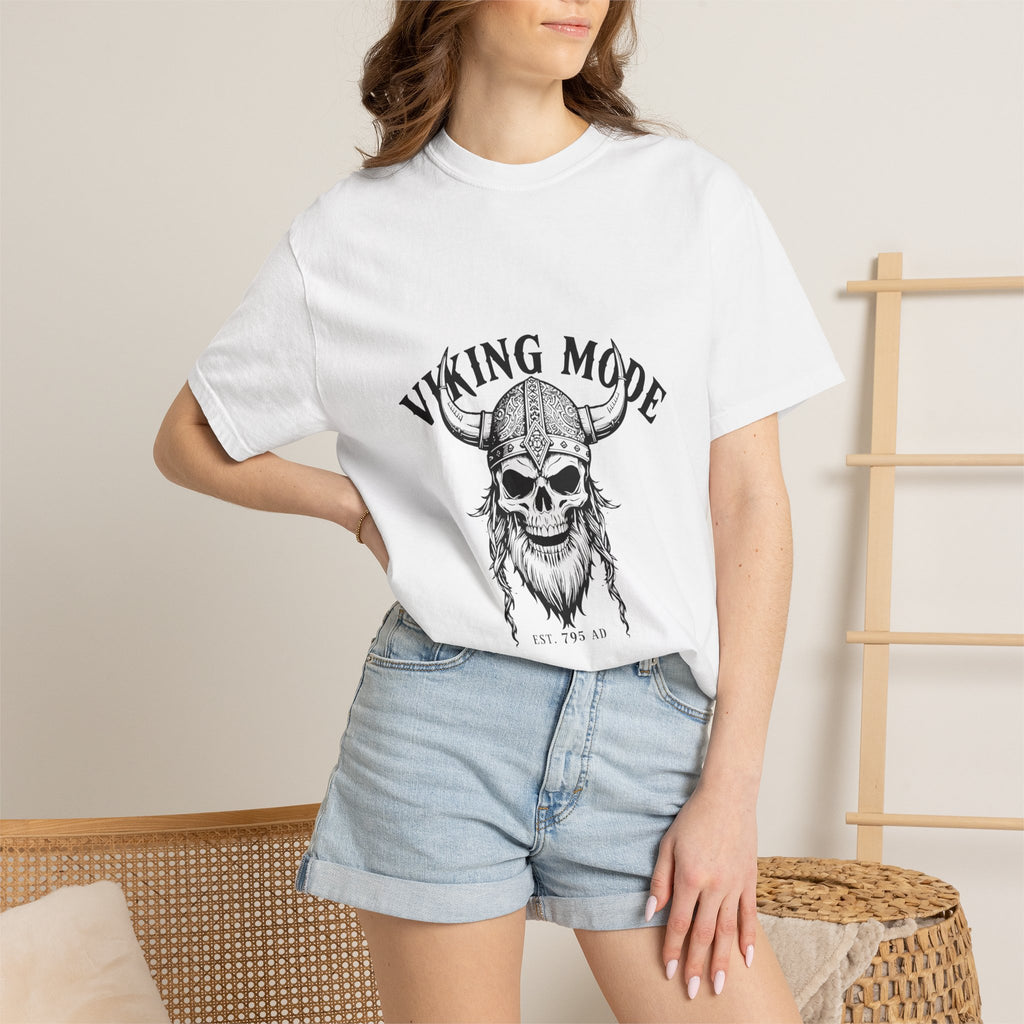 Viking Mode Skull Viking T-shirt | Norse Helmet Skull Graphic Tee
