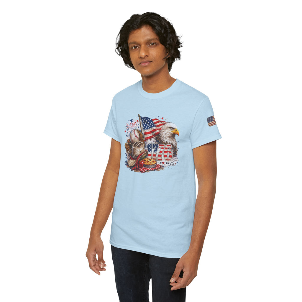 Patriotic Eagle American Flag T-Shirt — USA 1776 Military Tribute Tee