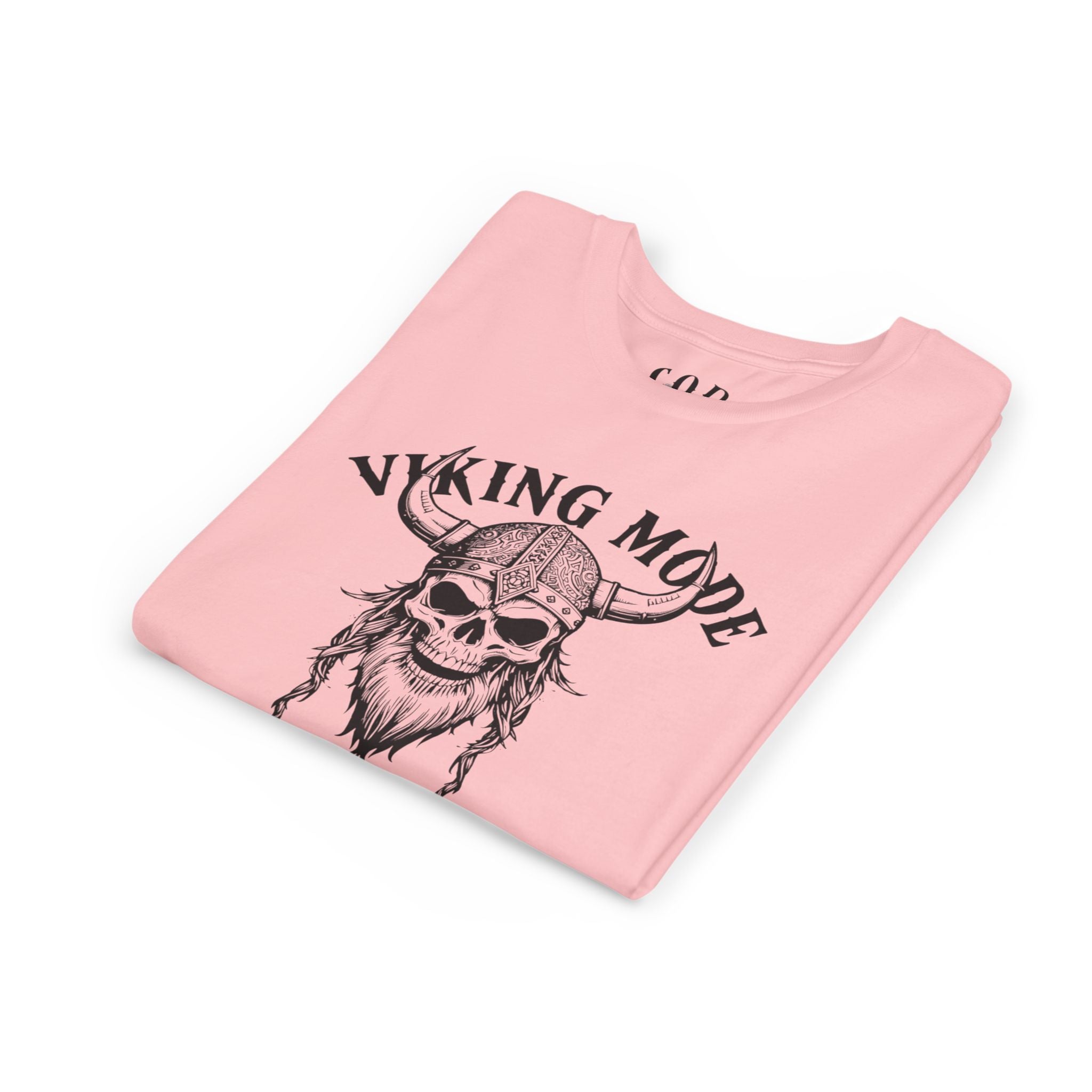 Viking Mode Youth T‑Shirt — Skull Horned Helmet Graphic Tee for Kids
