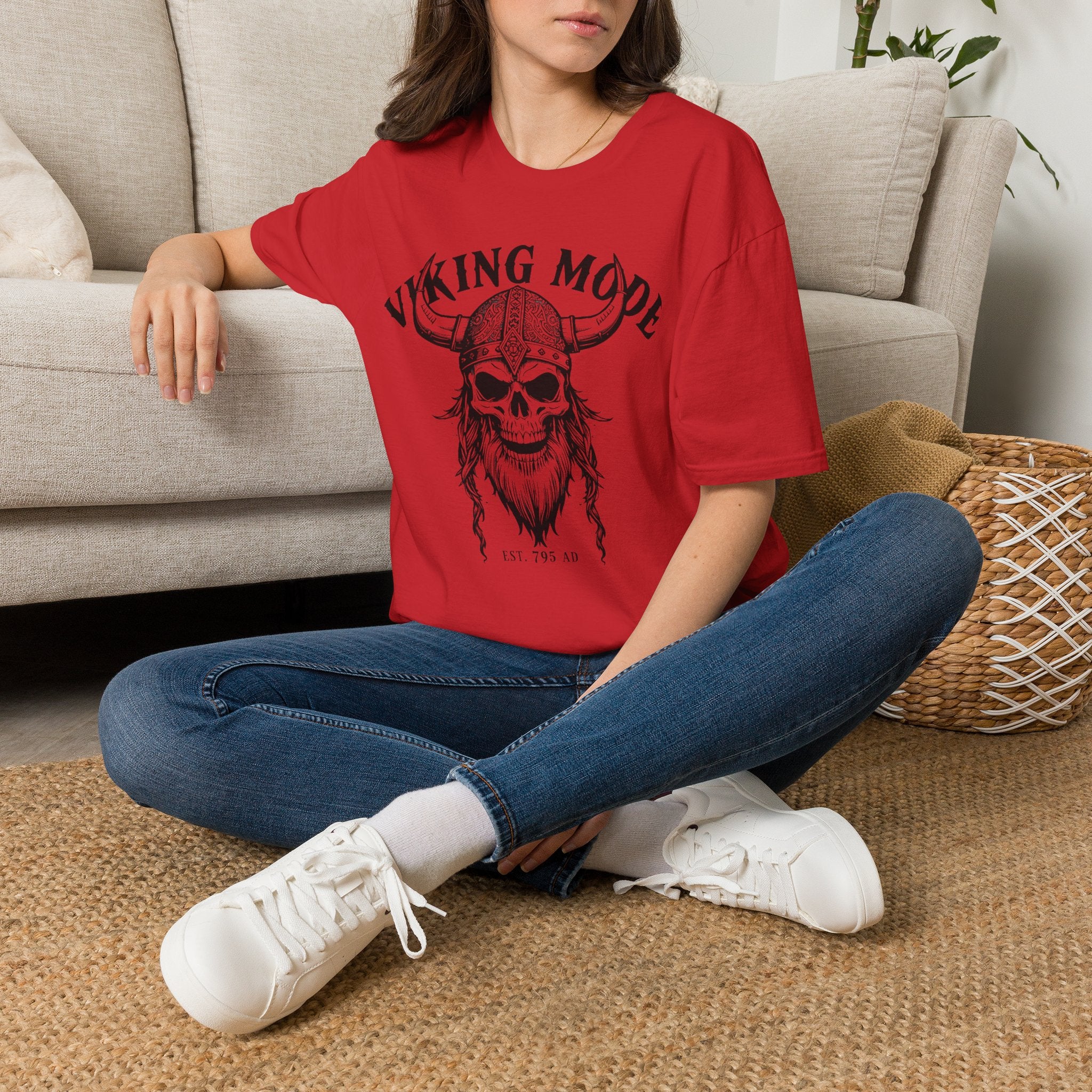 Viking Mode T-Shirt — Skull Horned Helmet Graphic
