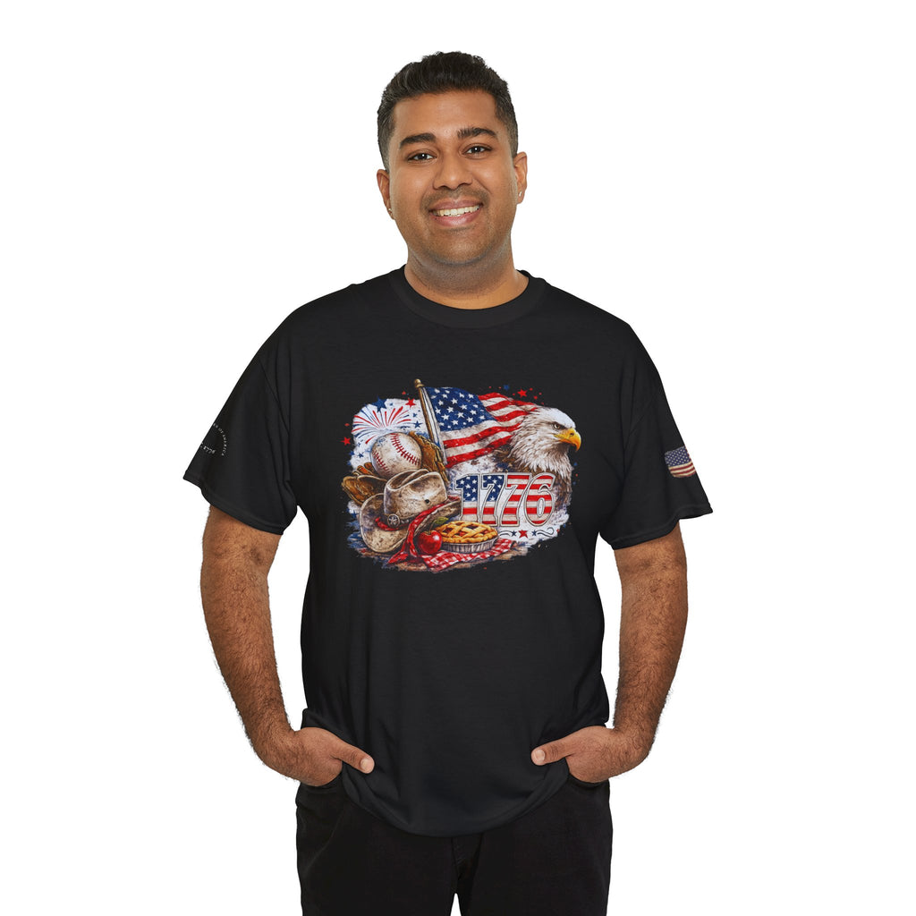 Patriotic Eagle American Flag T-Shirt — USA 1776 Military Tribute Tee