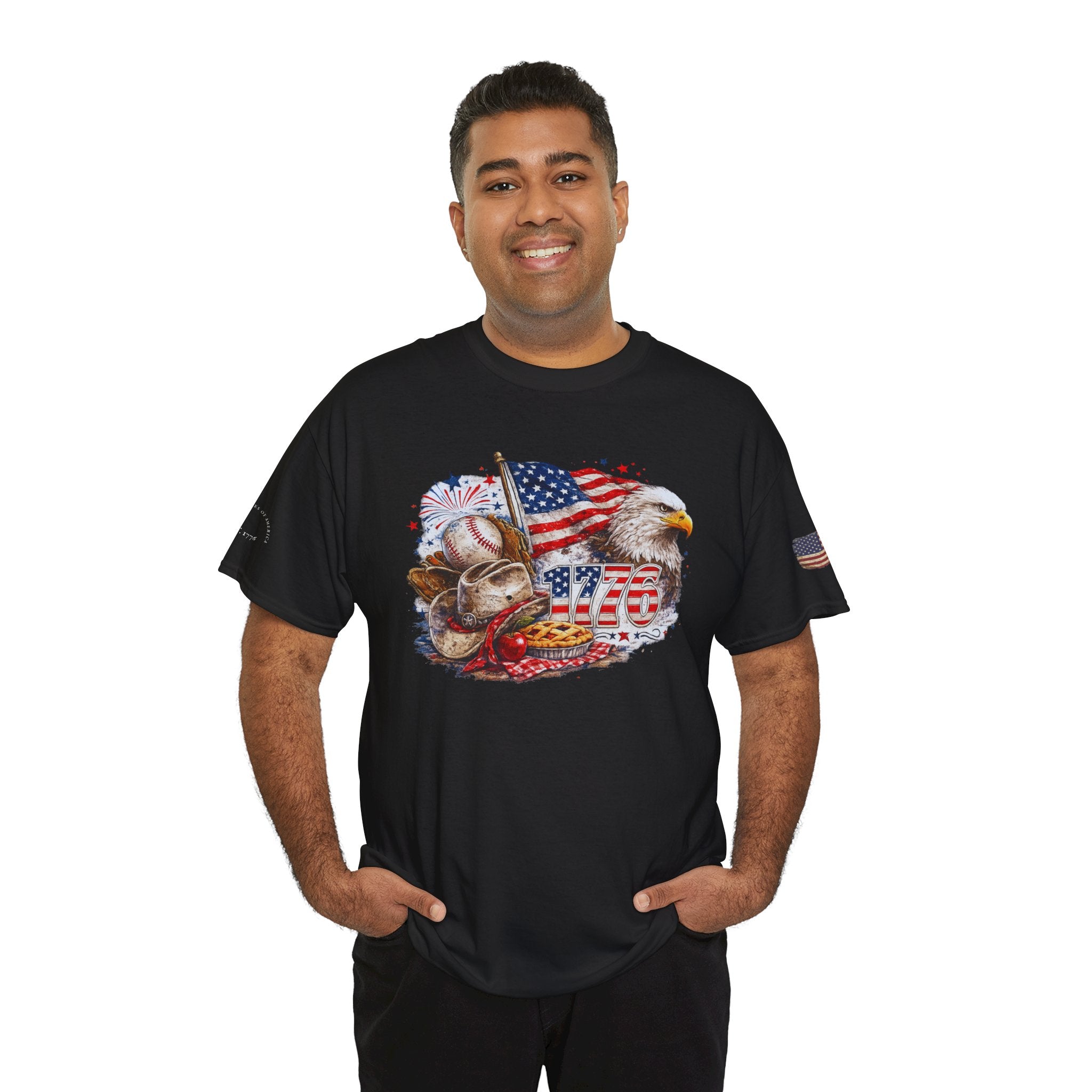 Patriotic Eagle American Flag T-Shirt — USA 1776 Military Tribute Tee