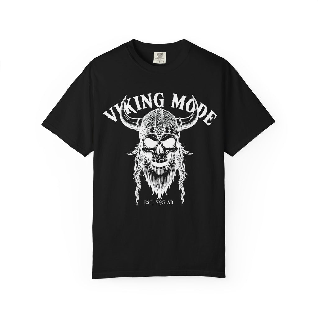 Viking Mode T-Shirt — Skull Viking Helmet Graphic Tee