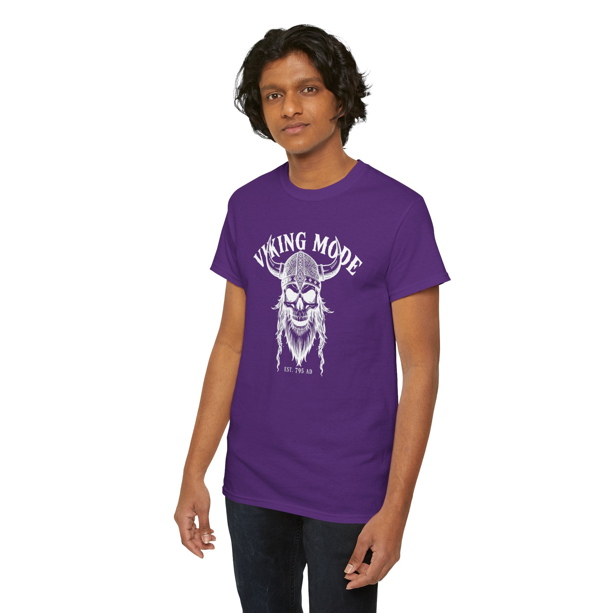 Viking Mode Skull Viking T-shirt | Norse Helmet Skull Graphic Tee