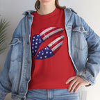 American Flag Kiss T‑Shirt – Patriotic USA Lip Print Tee for 4th of July