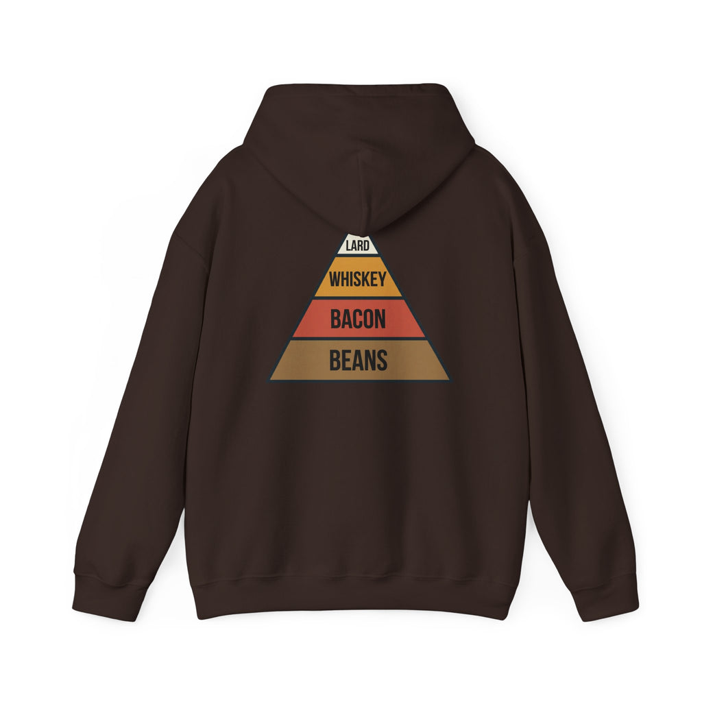 Food Pyramid Design Hoodie | Beans Bacon Whiskey Lard Illustration