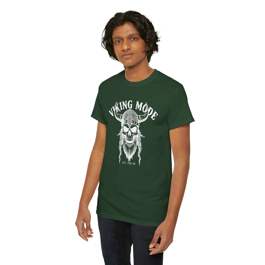Viking Mode Skull Viking T-shirt | Norse Helmet Skull Graphic Tee
