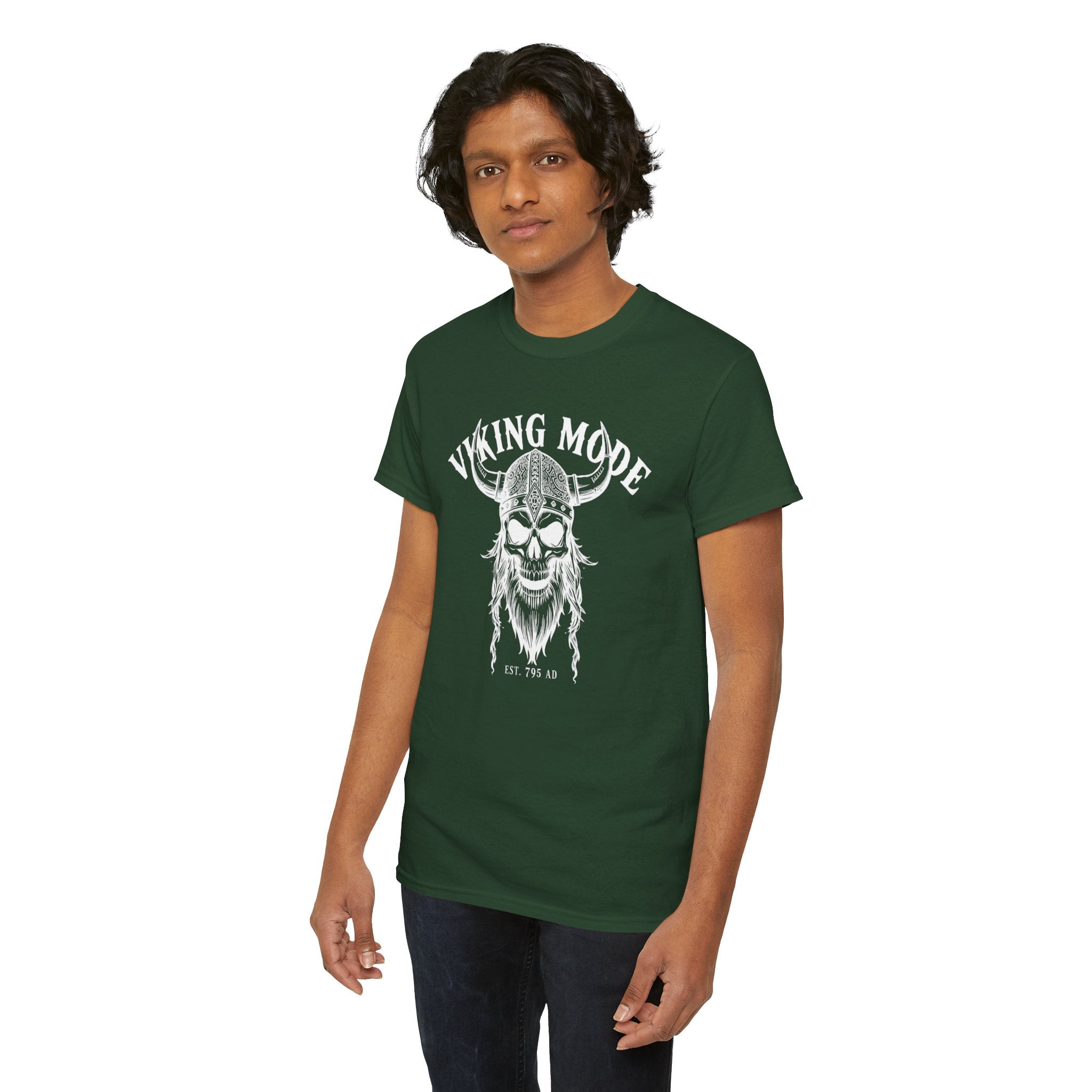 Viking Mode Skull Viking T-shirt | Norse Helmet Skull Graphic Tee
