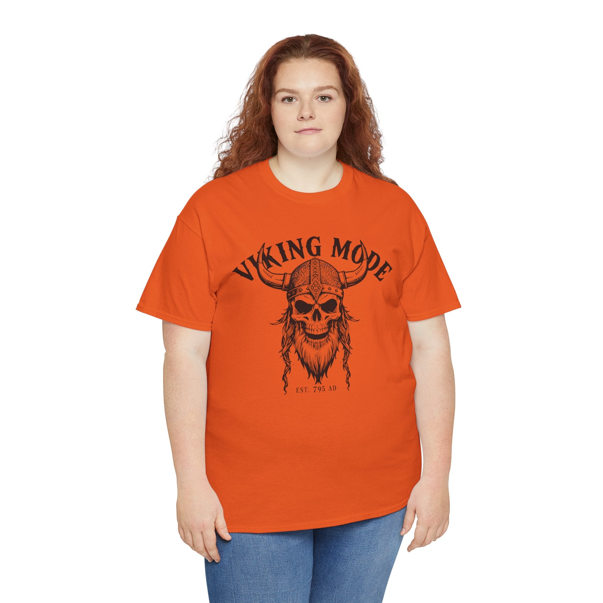 Viking Mode Skull Viking T-shirt | Norse Helmet Skull Graphic Tee