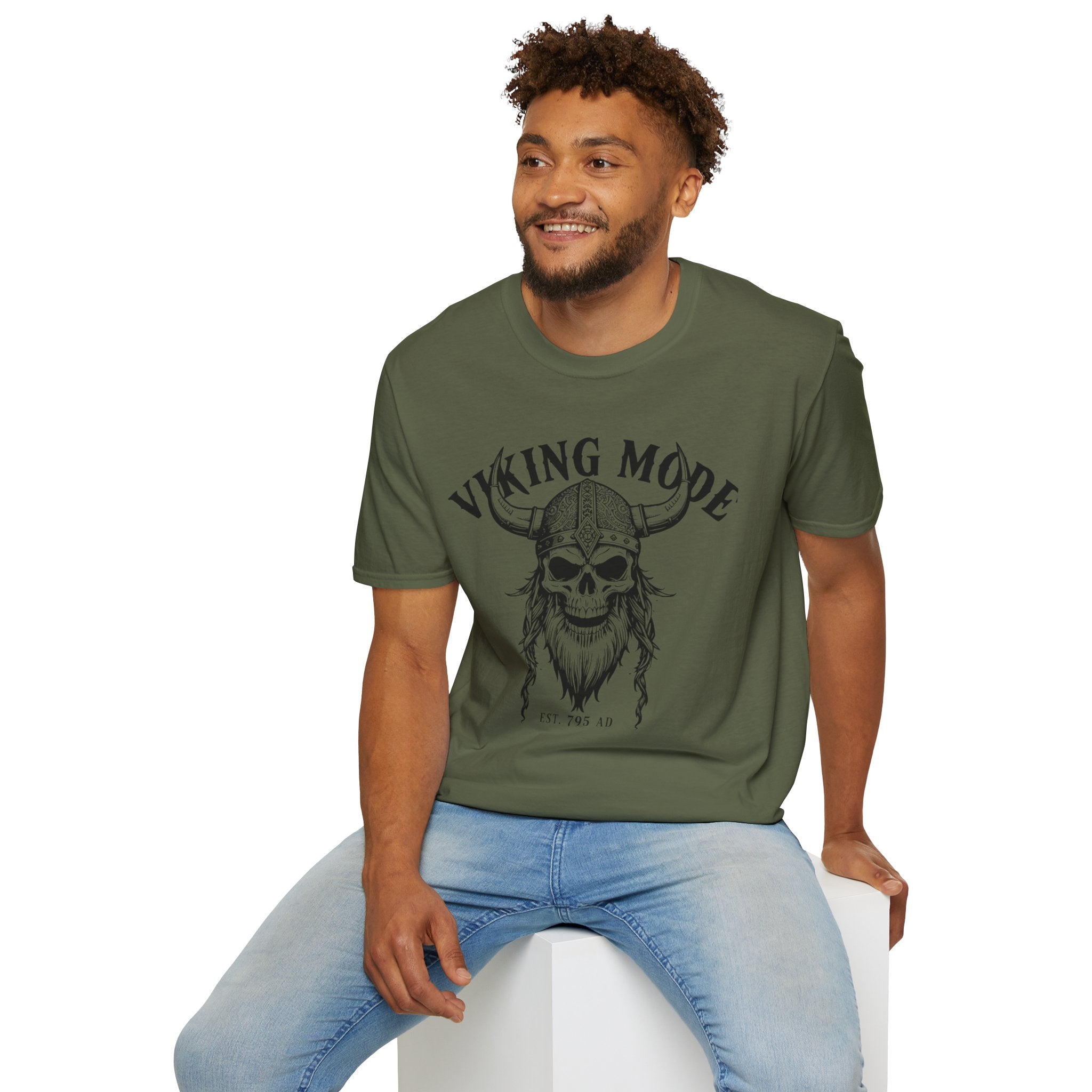Viking Mode T-Shirt — Skull Horned Helmet Graphic