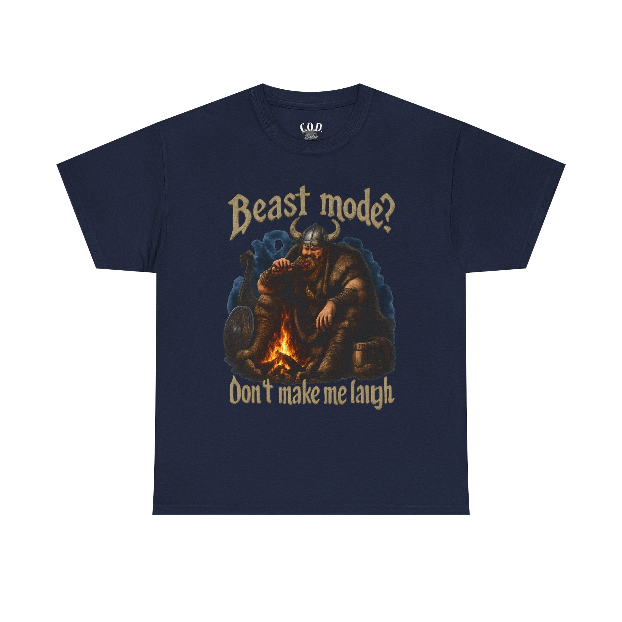 Viking Campfire T-Shirt — "Beast mode? Don’t make me laugh" Graphic Tee