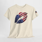 American Flag Kiss T‑Shirt – Patriotic USA Lip Print Tee for 4th of July