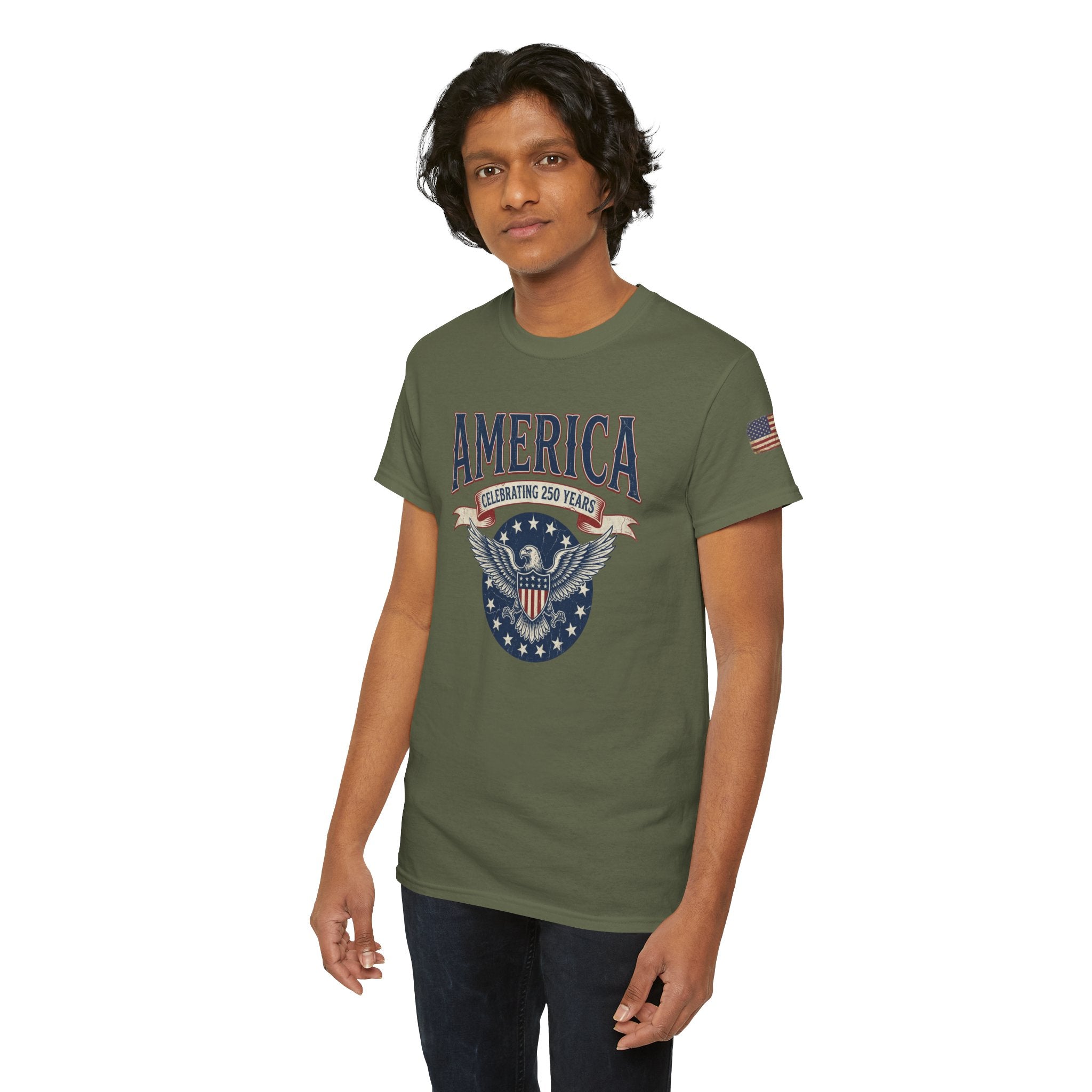 America Patriotic T‑Shirt – "America Celebrating 250 Years" Eagle Emblem