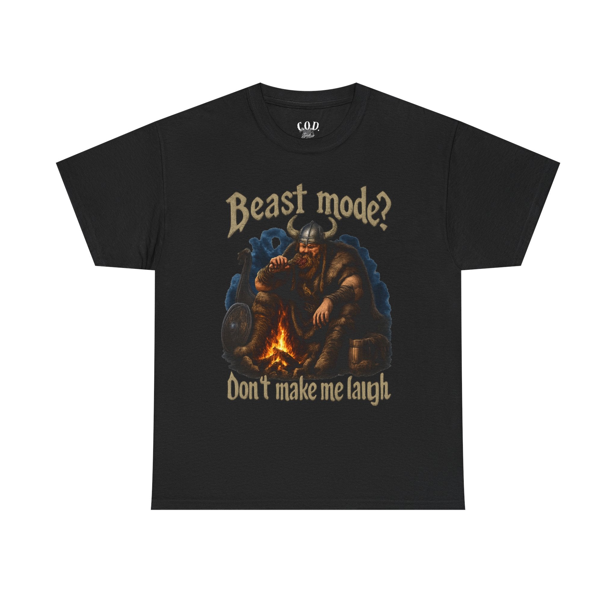 Viking Campfire T-Shirt — "Beast mode? Don’t make me laugh" Graphic Tee