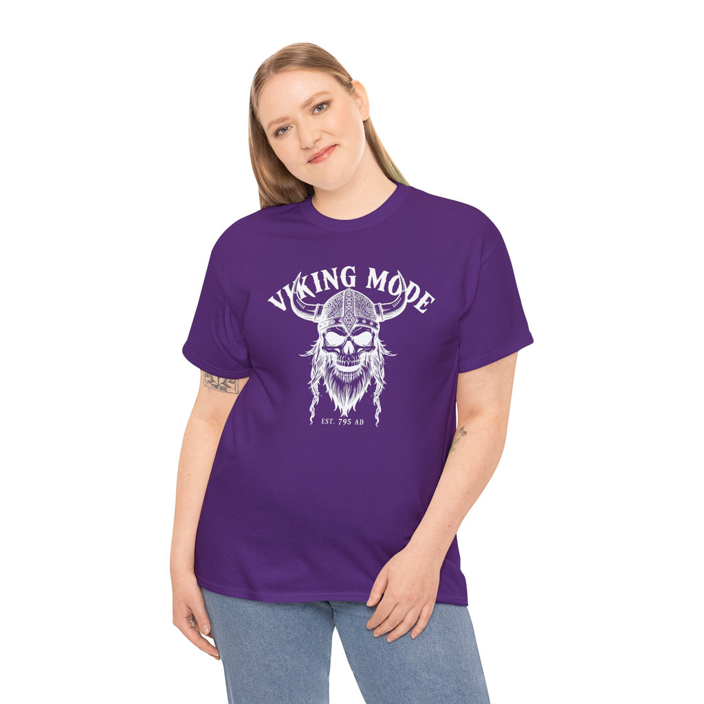 Viking Mode Skull Viking T-shirt | Norse Helmet Skull Graphic Tee