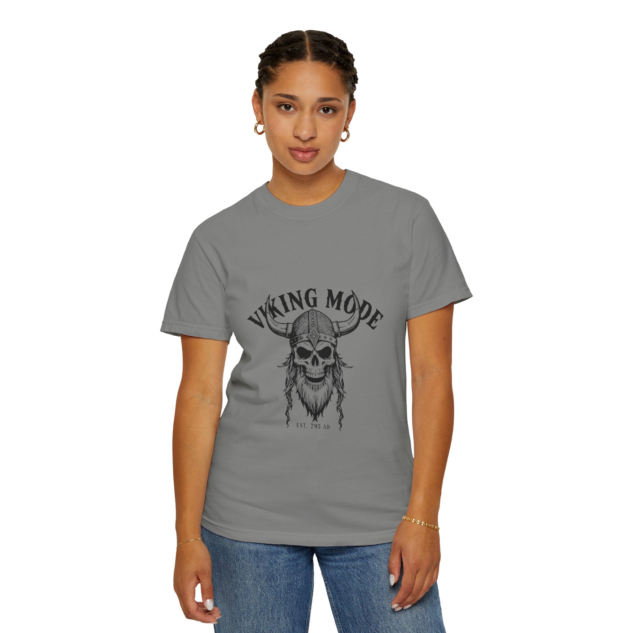 Viking Mode Skull Viking T-shirt | Norse Helmet Skull Graphic Tee