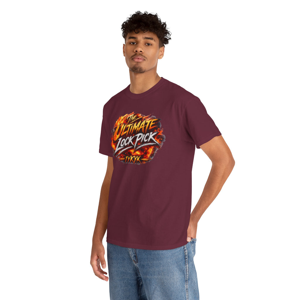 T-Shirt — "Ultimate Lock Pick" Fiery Logo Graphic Tee