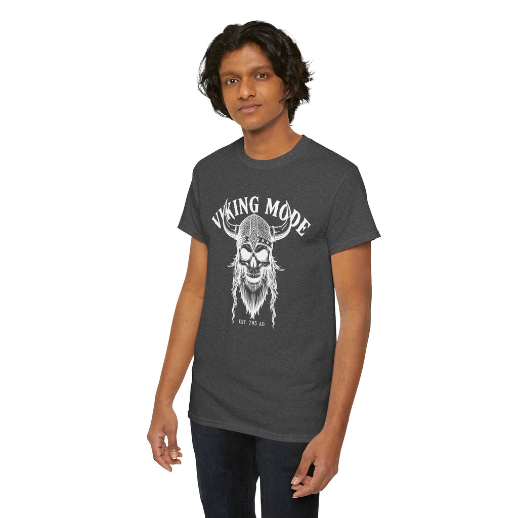 Viking Mode Skull Viking T-shirt | Norse Helmet Skull Graphic Tee