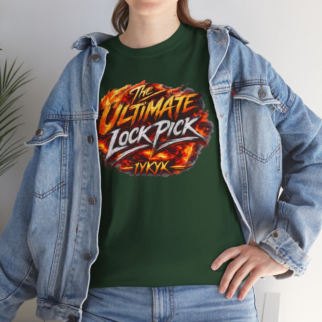 T-Shirt — "Ultimate Lock Pick" Fiery Logo Graphic Tee
