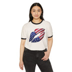 American Flag Kiss Ringer T-Shirt