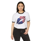 American Flag Kiss Ringer T-Shirt