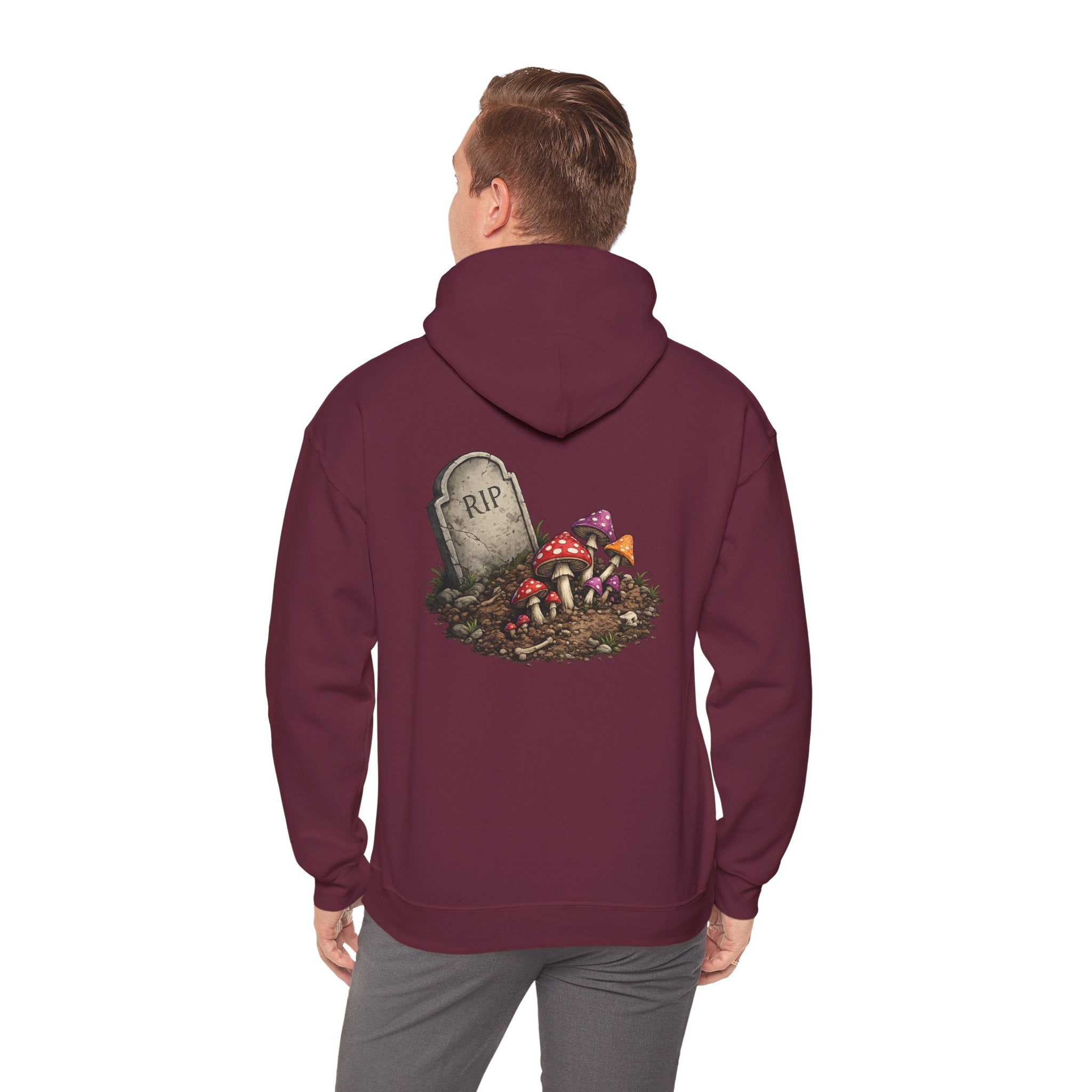 Mushroom Skull Hoodie — Gothic Mushroom Graveyard RIP Pullover