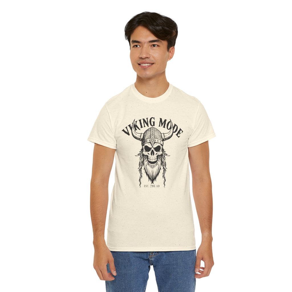 Viking Mode Skull Viking T-shirt | Norse Helmet Skull Graphic Tee