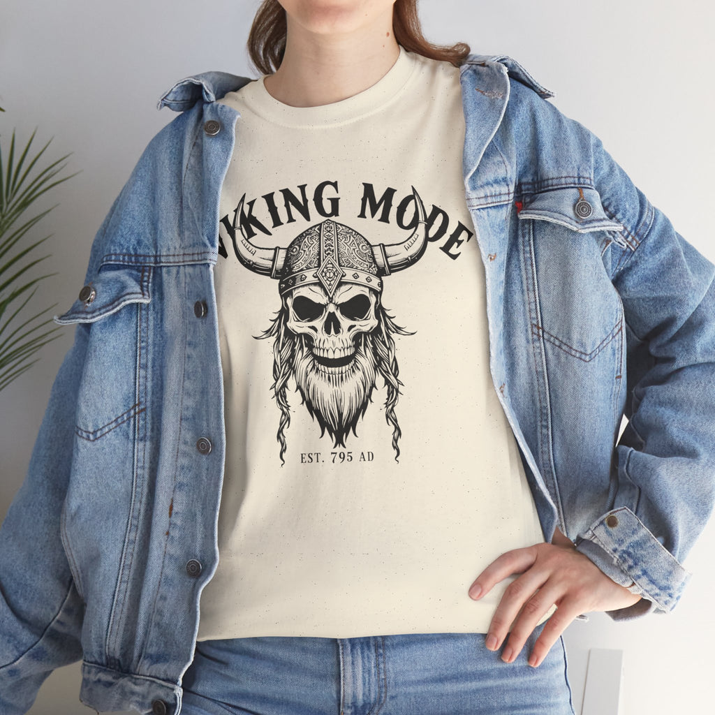 Viking Mode Skull Viking T-shirt | Norse Helmet Skull Graphic Tee
