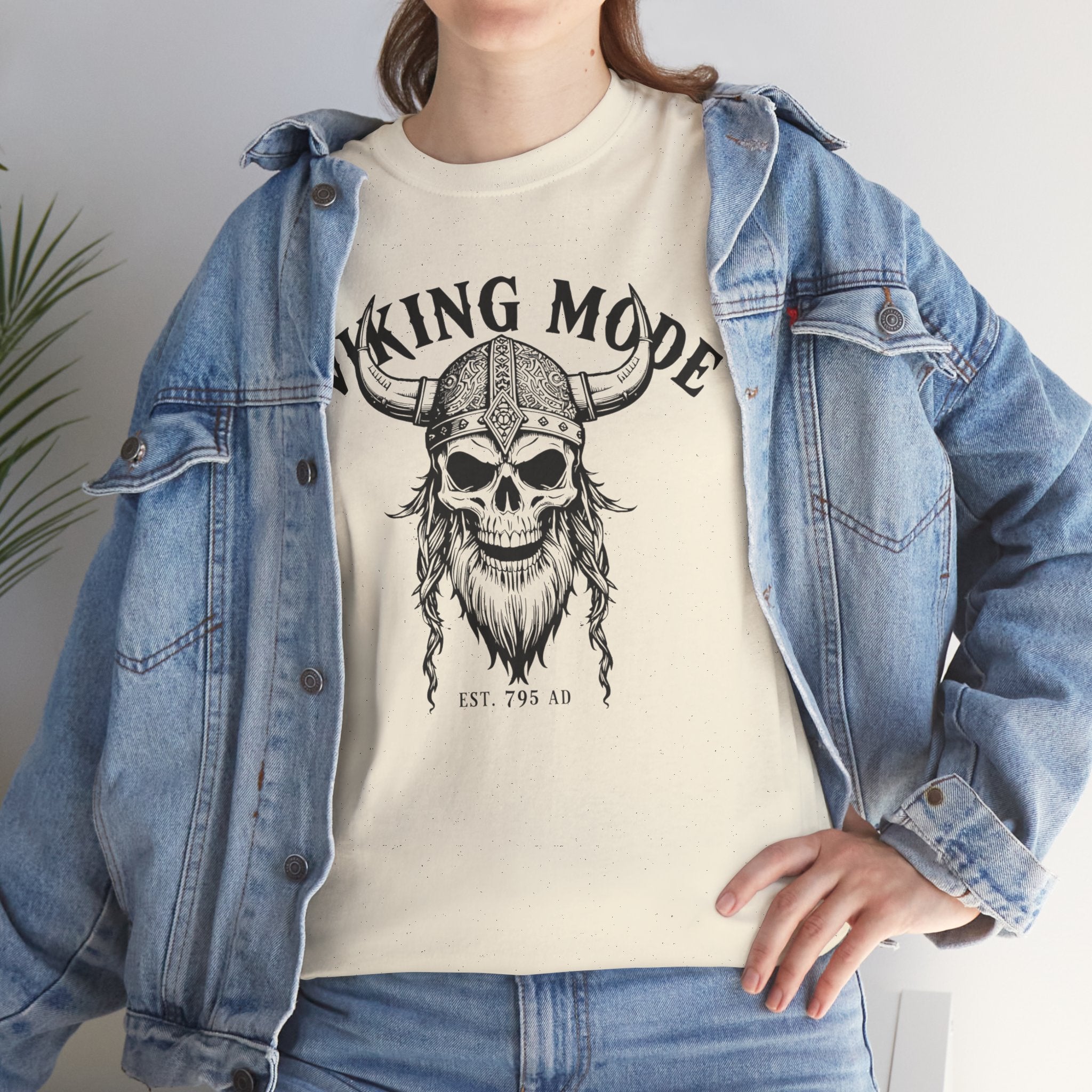 Viking Mode Skull Viking T-shirt | Norse Helmet Skull Graphic Tee