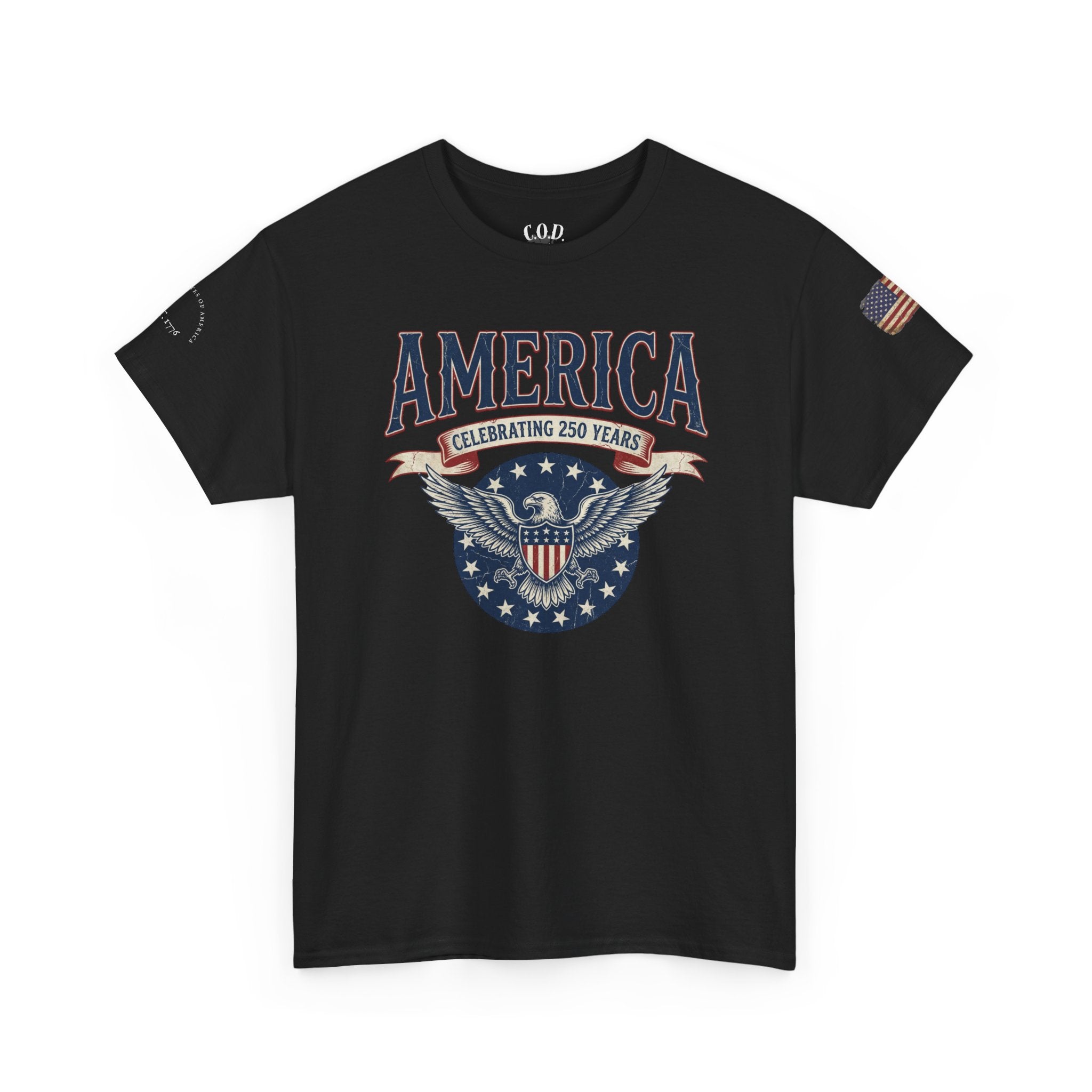 America Patriotic T‑Shirt – "America Celebrating 250 Years" Eagle Emblem