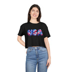 USA Tie-Dye Puff Letter Crop Tee