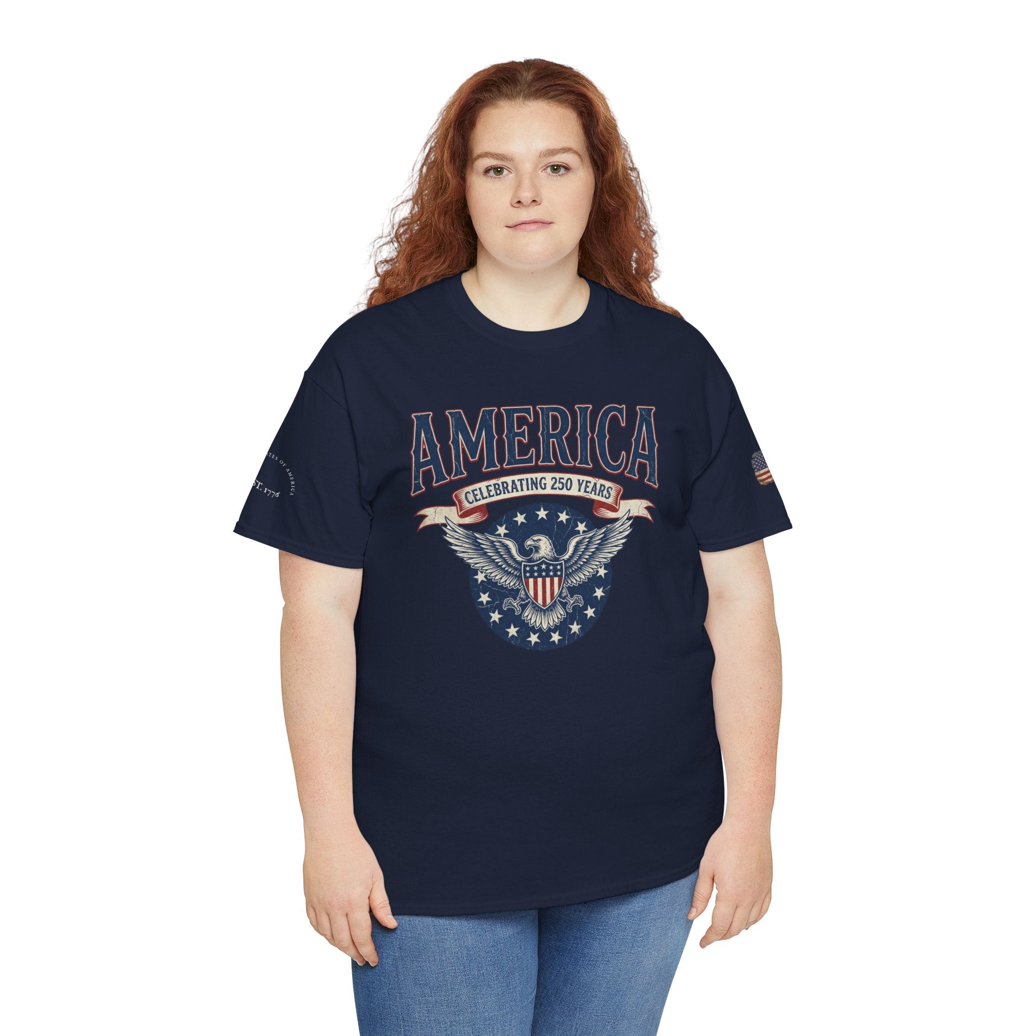 America Patriotic T‑Shirt – "America Celebrating 250 Years" Eagle Emblem