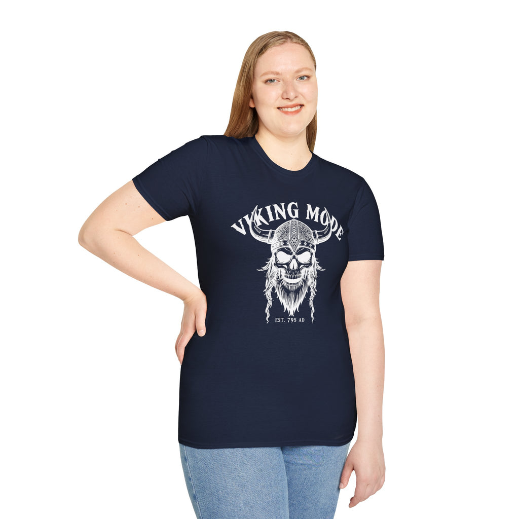 Viking Mode T-Shirt — Skull Horned Helmet Graphic