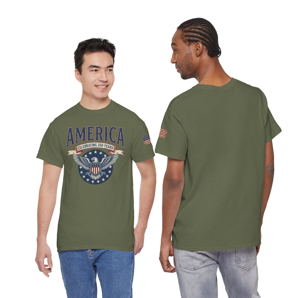 America Patriotic T‑Shirt – "America Celebrating 250 Years" Eagle Emblem