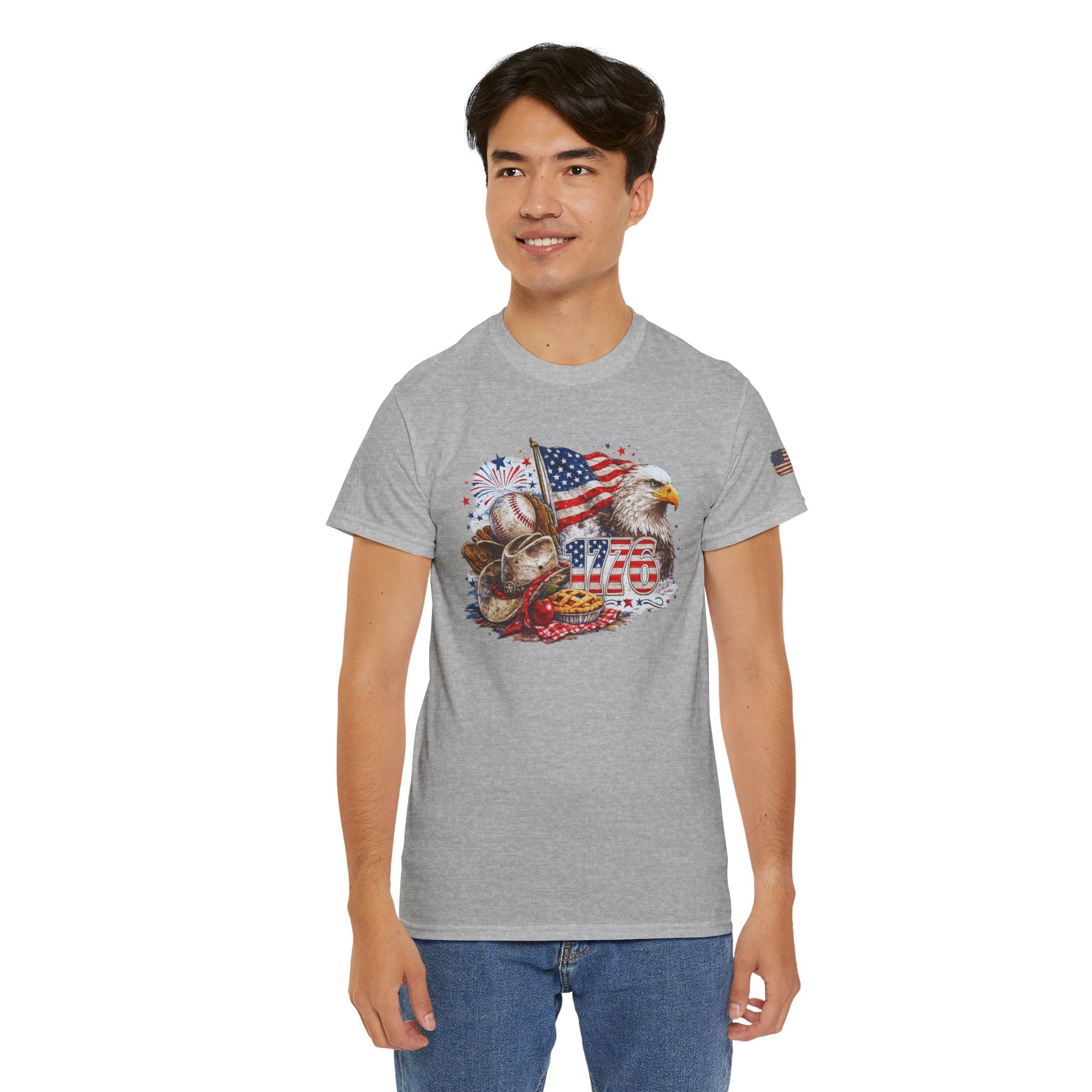 Patriotic Eagle American Flag T-Shirt — USA 1776 Military Tribute Tee