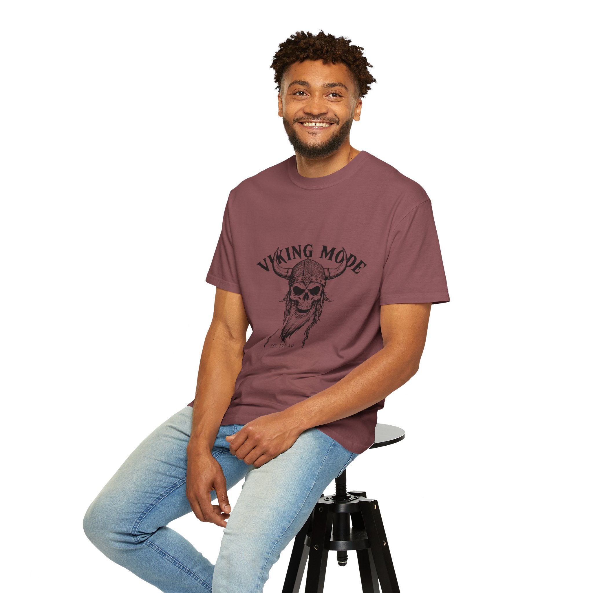 Viking Mode Skull Viking T-shirt | Norse Helmet Skull Graphic Tee