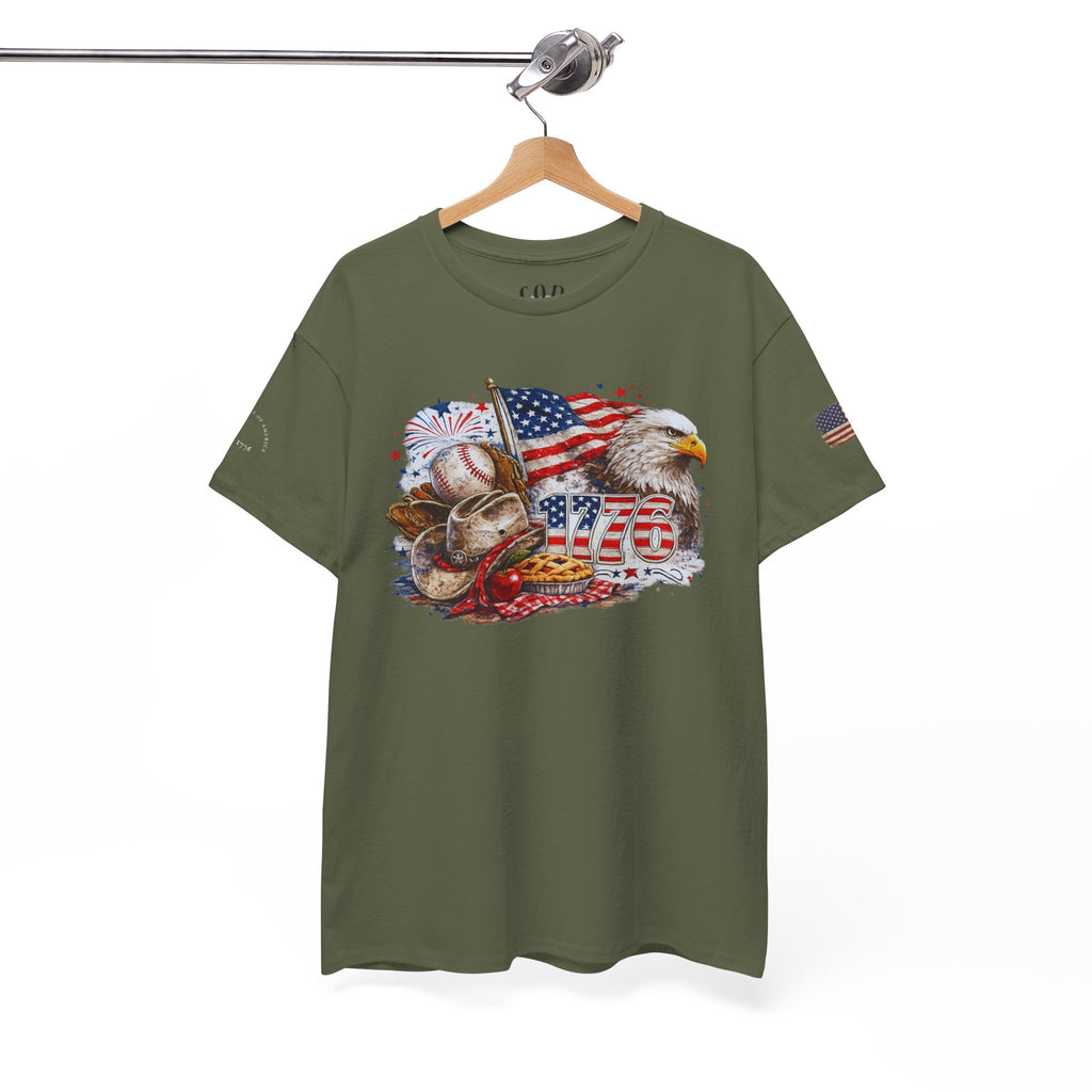 Patriotic Eagle American Flag T-Shirt — USA 1776 Military Tribute Tee
