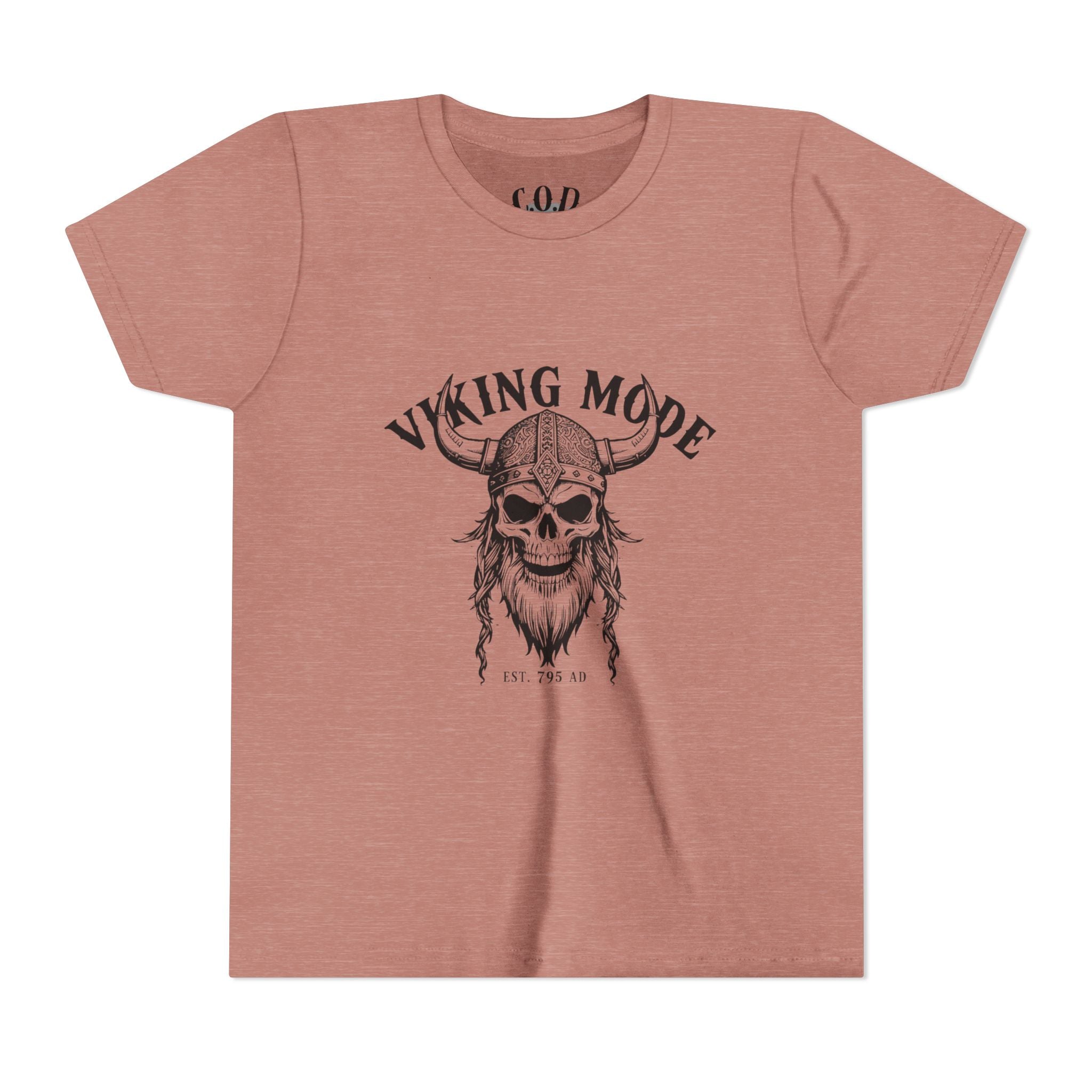 Viking Mode Youth T‑Shirt — Skull Horned Helmet Graphic Tee for Kids