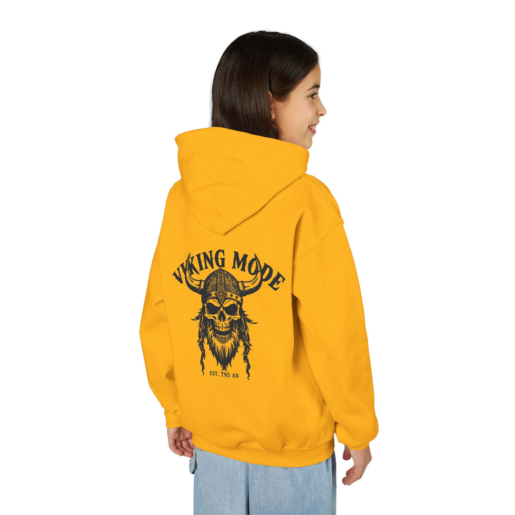 Viking Mode Skull with Horned Helmet Hoodie | Youth Hoodie