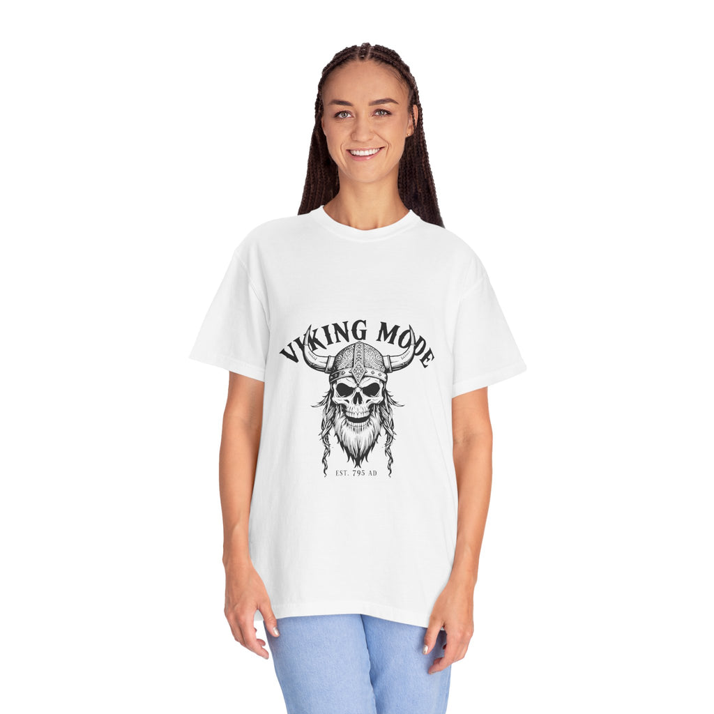 Viking Mode Skull Viking T-shirt | Norse Helmet Skull Graphic Tee