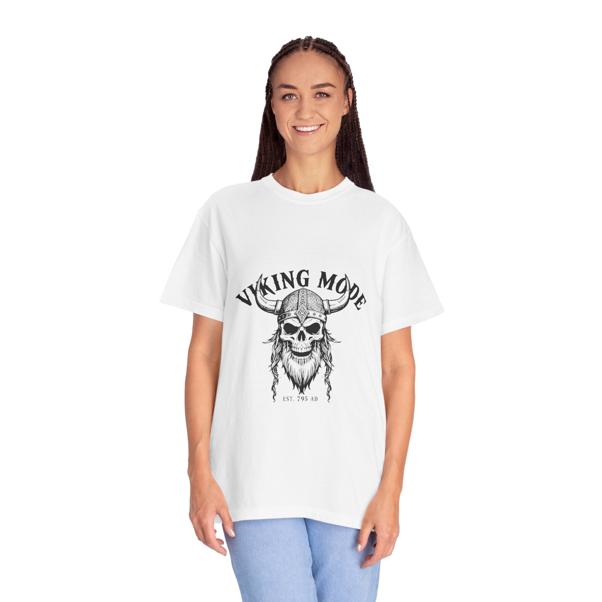 Viking Mode Skull Viking T-shirt | Norse Helmet Skull Graphic Tee