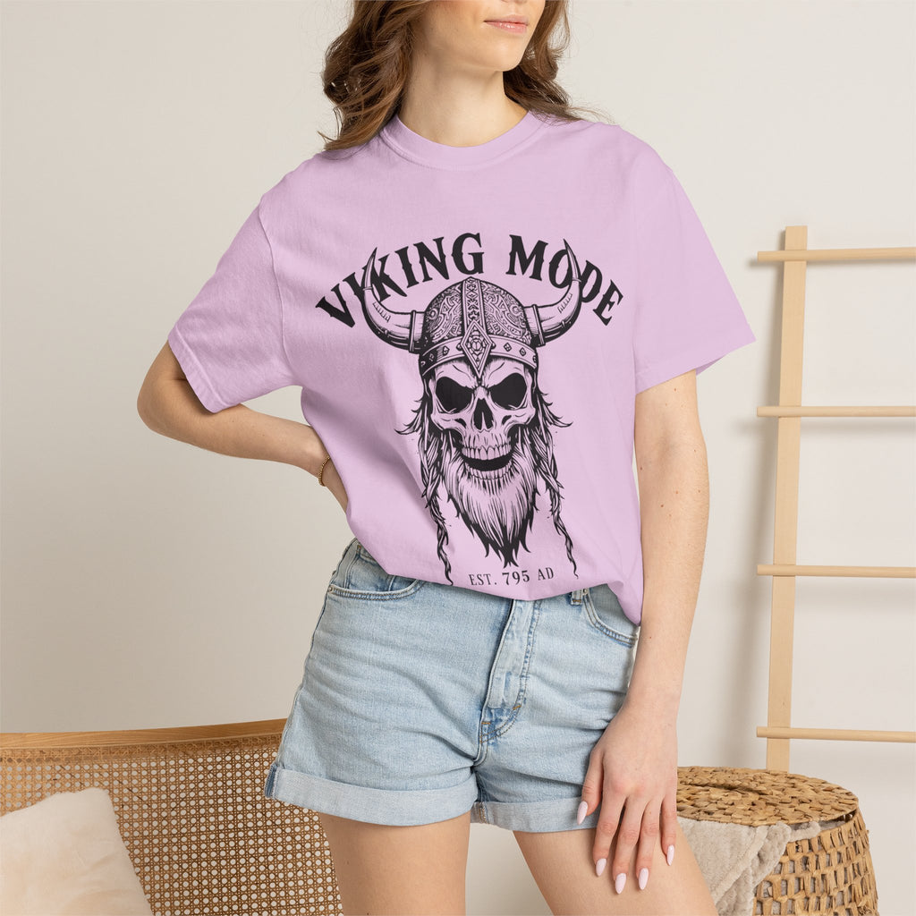 Viking Mode T-Shirt — Skull Viking Helmet Graphic Tee
