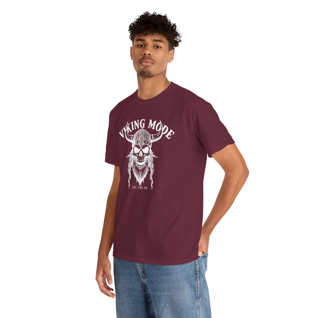 Viking Mode Skull Viking T-shirt | Norse Helmet Skull Graphic Tee