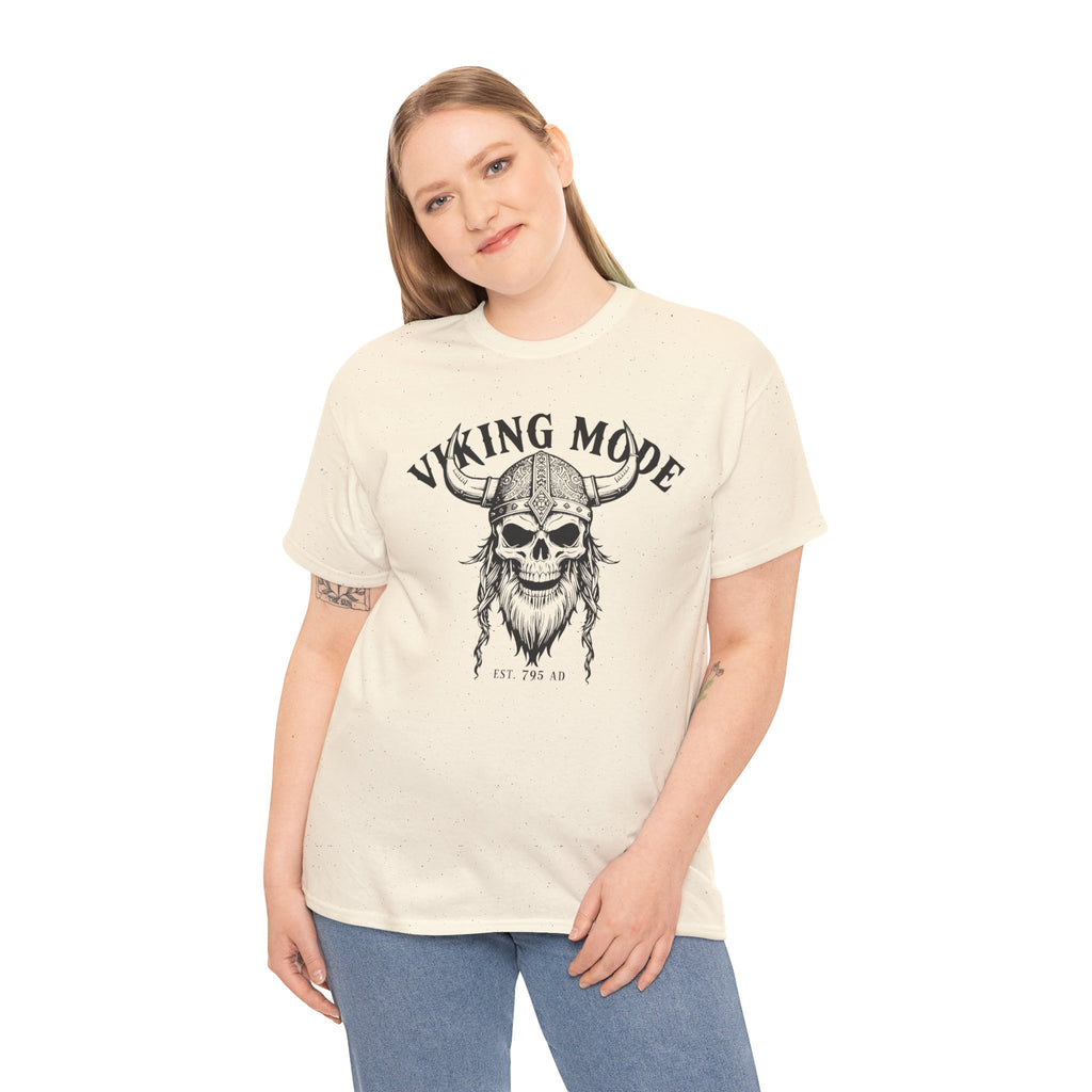 Viking Mode Skull Viking T-shirt | Norse Helmet Skull Graphic Tee