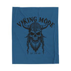 Viking Mode Skull with Horned Helmet Velveteen Blanket | Norse Warrior Design