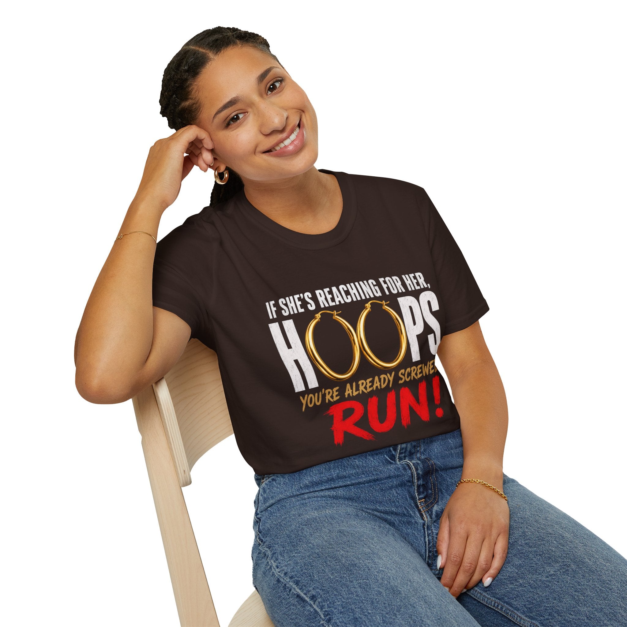 T-Shirt — "If She's Reaching for Her Hoops" Graphic Tee