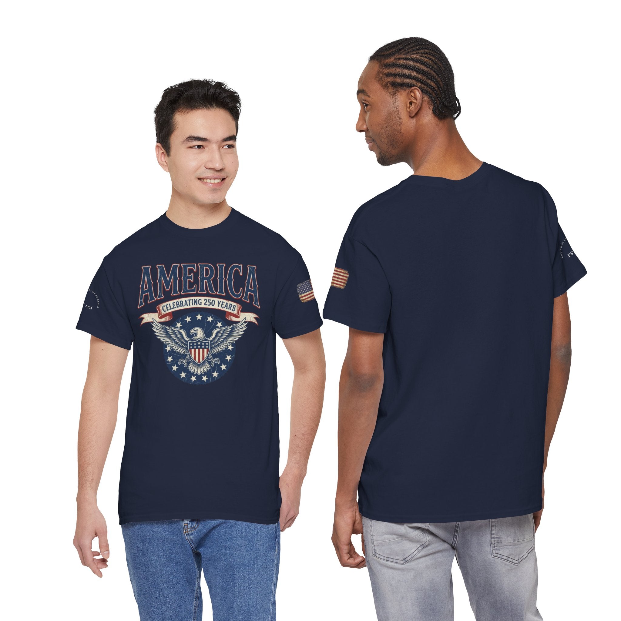 America Patriotic T‑Shirt – "America Celebrating 250 Years" Eagle Emblem