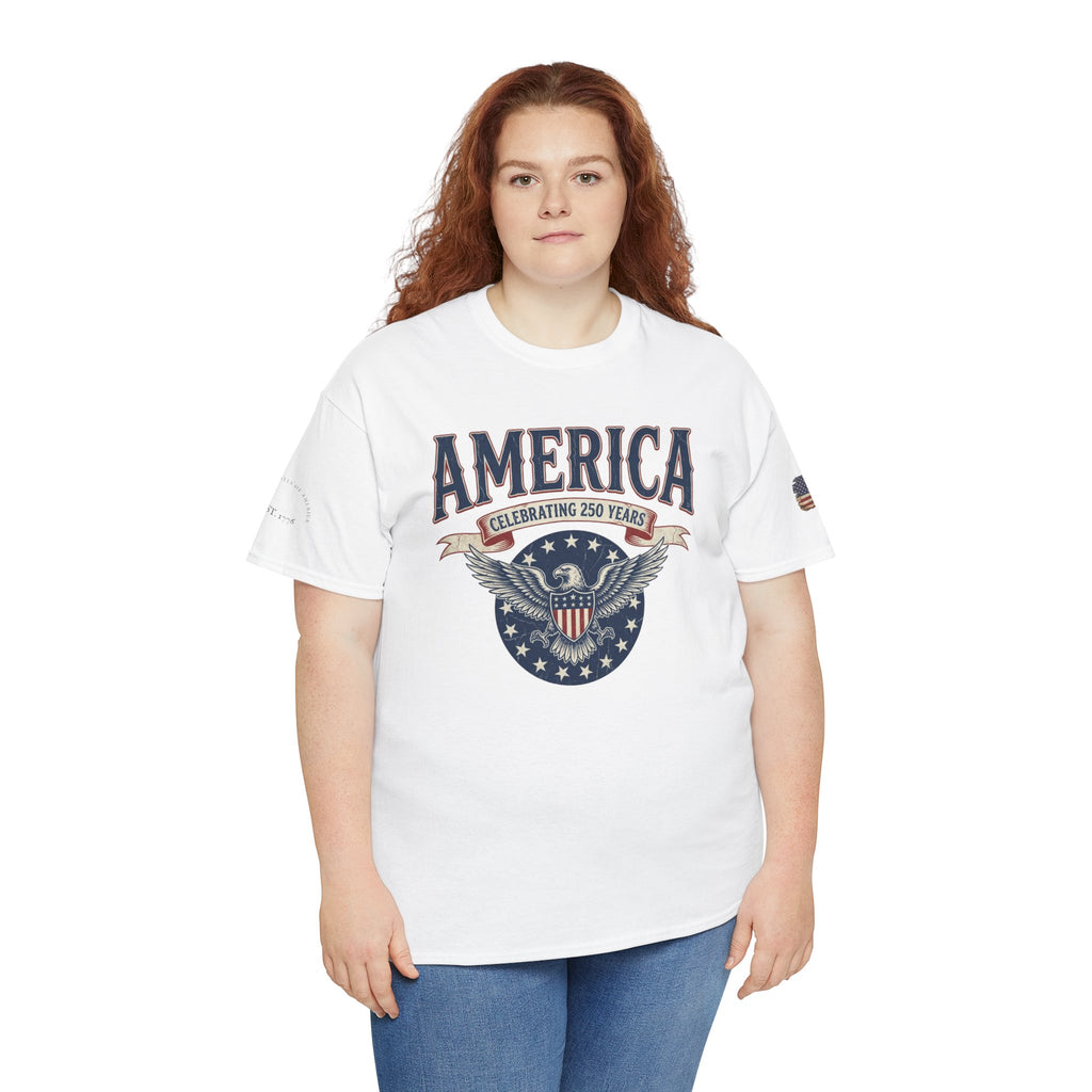 America Patriotic T‑Shirt – "America Celebrating 250 Years" Eagle Emblem