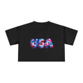 USA Tie-Dye Puff Letter Crop Tee